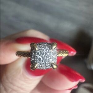 David Yurman 18K Yellow Gold Diamond  Chatelaine Ring Sz 4.75. CAN BE SIZED